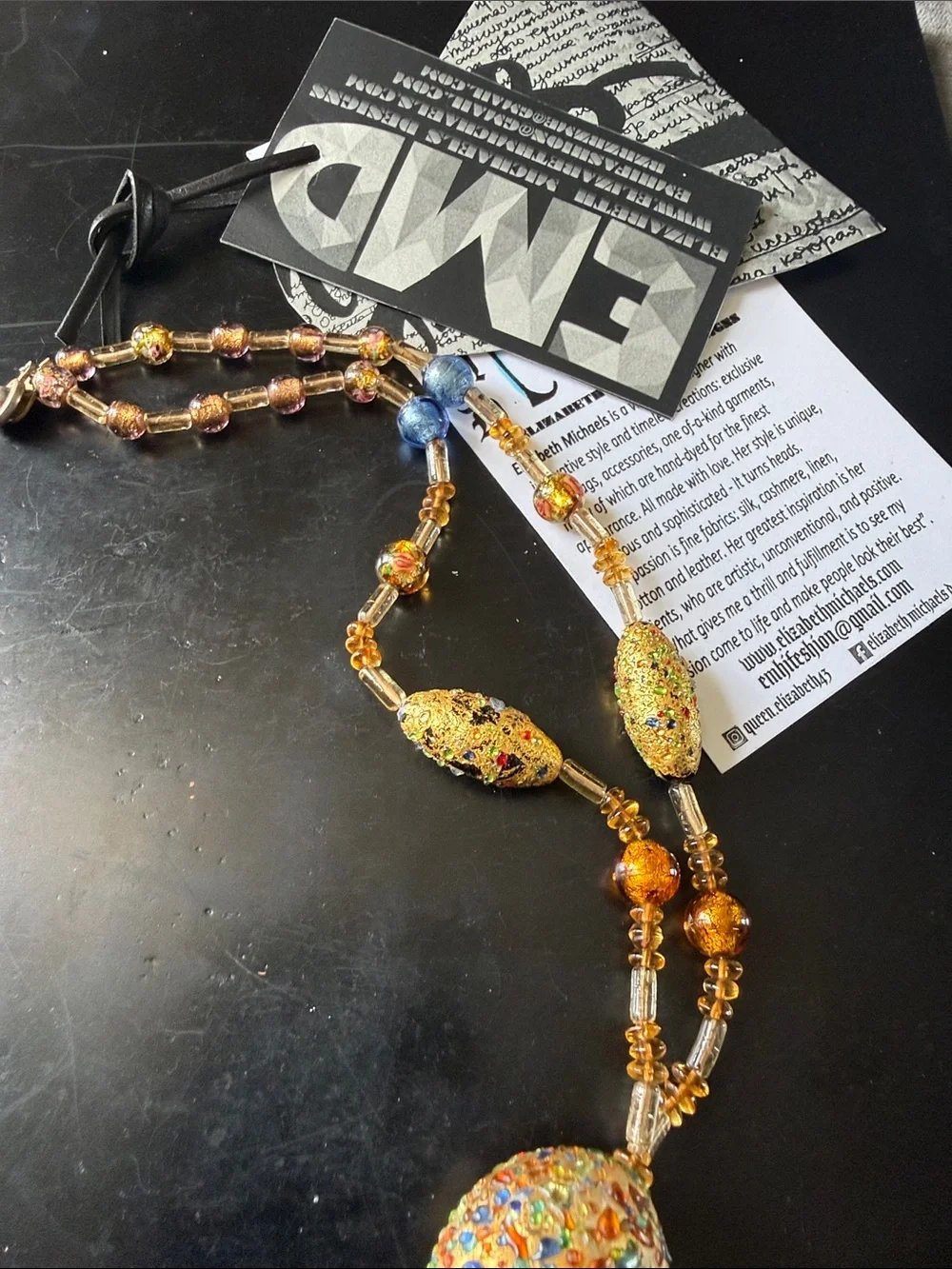 Elegant Italian Morano Glass Necklace.Hand made.